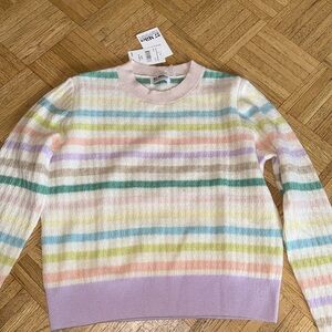 BNWT 27 miles multi stripped crew neck 100% cashmere size XS